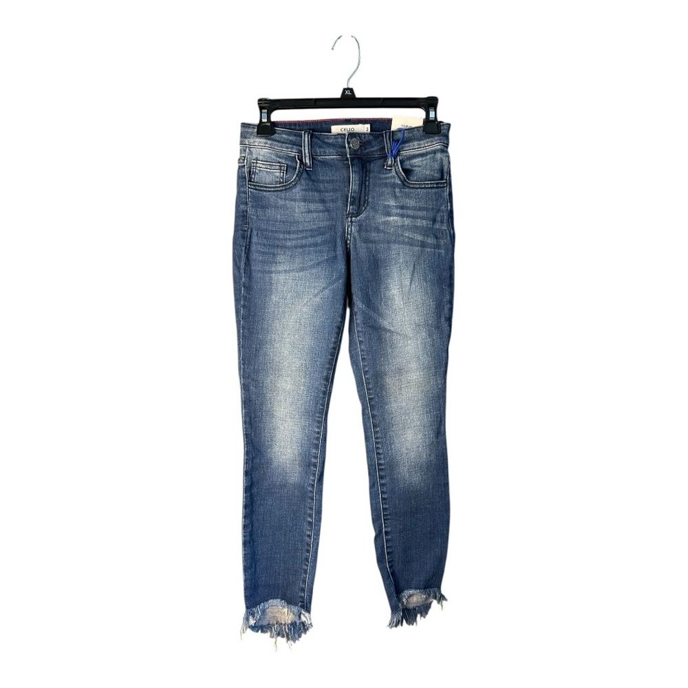 Cello Women's Faded Blue Cropped Skinny Jeans